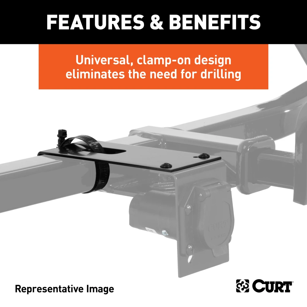 CURT electrical connector brackets package with universal mounting for trailer hitch