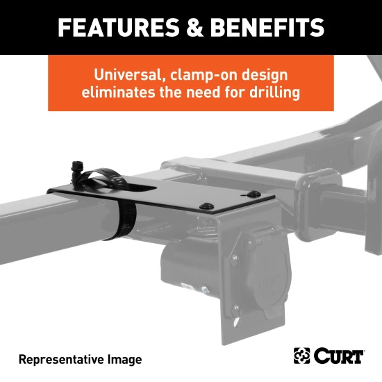CURT electrical connector bracket securing wiring on a trailer hitch