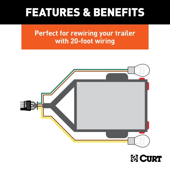 CURT electrical connector with 4-way flat plug for trailer lights and signals