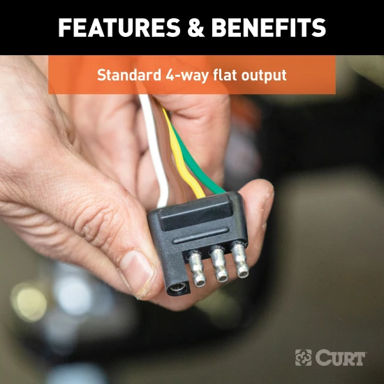CURT electrical connector with 4-way flat plug for trailer lights and signals