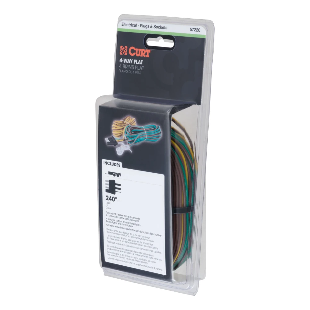 CURT electrical connector with 4-way flat plug for trailer lights and signals