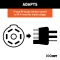 CURT adapter connecting a 7-way RV socket with a 4-way flat trailer plug.