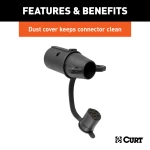 CURT electrical adapter connecting 7-way RV blade socket to 6-way round plug with LED tester