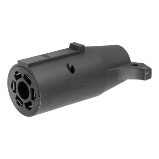 CURT electrical adapter connecting a 7-way RV blade to a 6-way round trailer plug