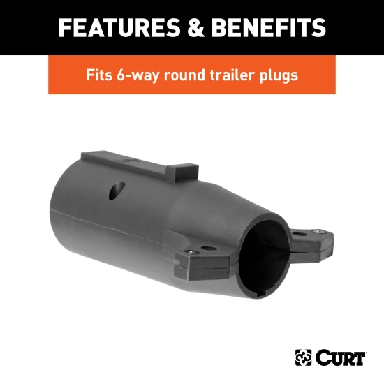 CURT electrical adapter connecting a 7-way RV blade to a 6-way round trailer plug