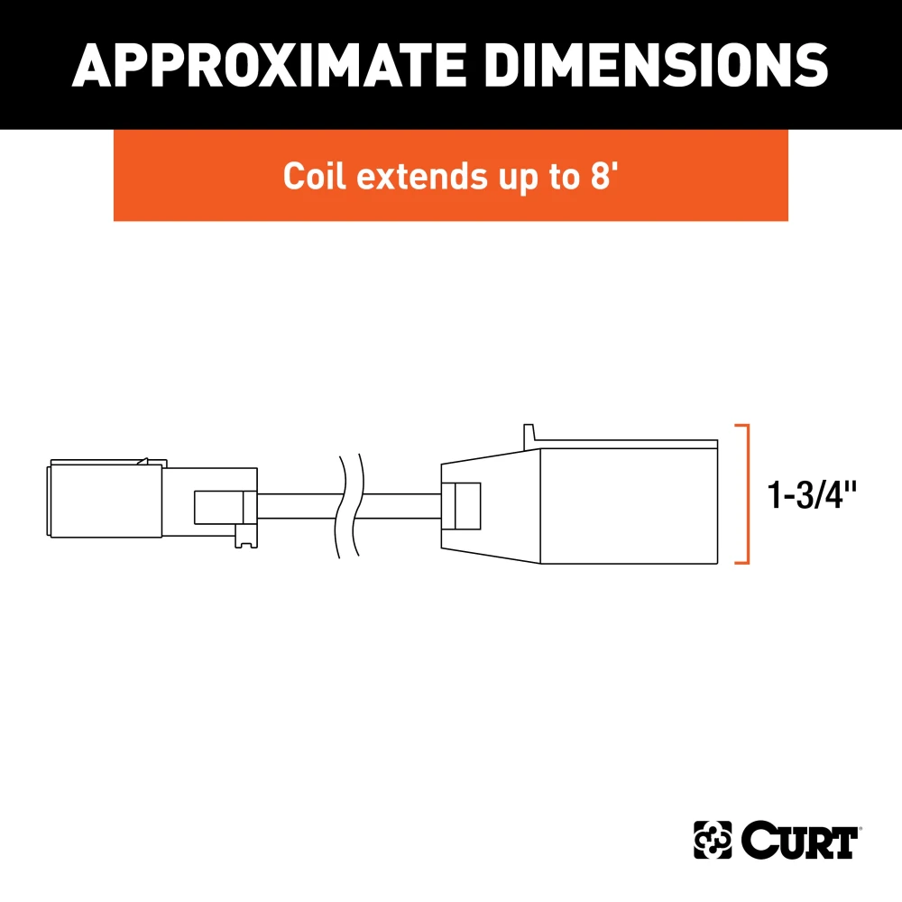 CURT electrical adapter for connecting 7-way RV blade vehicle socket to 6-way round plug, ideal for dinghy towing