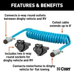 CURT electrical adapter with 6-way round sockets for connecting RV and dinghy vehicle