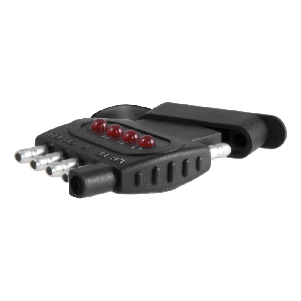 CURT connector tester for 5-way flat socket, ensures proper function of vehicle lighting and signals