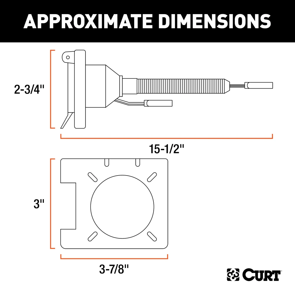 CURT electrical adapter to connect 4-way flat socket to 6-way round trailer plug