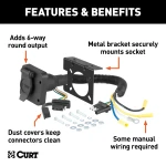 CURT electrical adapter to connect 4-way flat socket to 6-way round trailer plug
