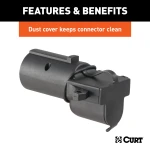 CURT electrical adapter for 7-way RV blade to 4-way flat with backup alarm and dust cover