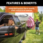 CURT electrical adapter extends 7-way RV blade connector with backup alarm and dust cover