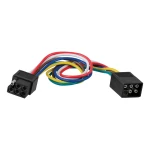 CURT 6-way square connector for trailer with durable rubber-molded construction and color-coded wire loop.