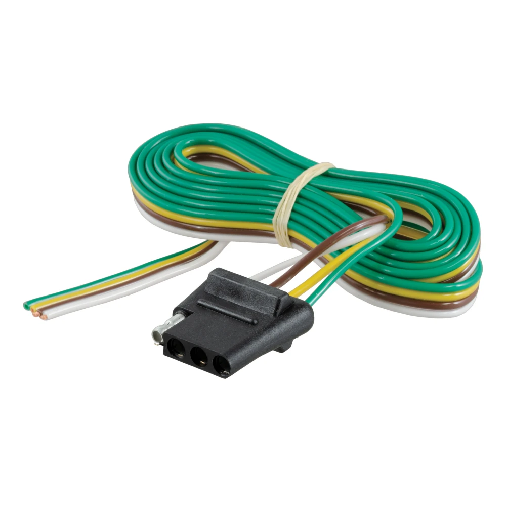 CURT 4-way flat connector with durable rubber construction and 48-inch color-coded wiring