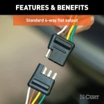 CURT 4-Way Flat Electrical Connector with 72-Inch Wire CURT 4-way flat electrical connector for trailer with 72-inch bonded wire