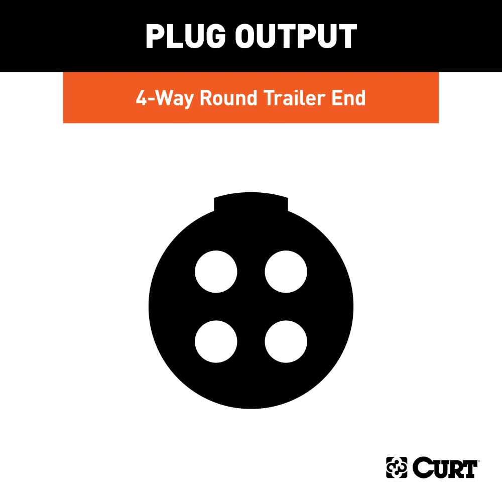 CURT 4-way round trailer connector with die-cast metal construction