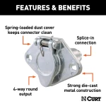 CURT 4-way round trailer electrical connector with metal construction