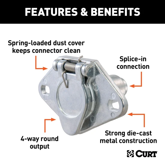CURT 4-way round trailer electrical connector with metal construction