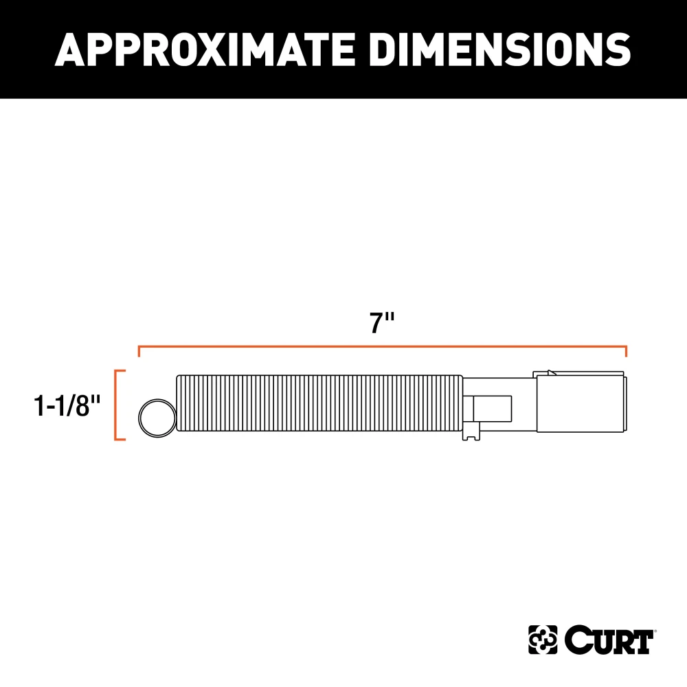 CURT 6-way round trailer connector with durable metal construction and spring attachment.