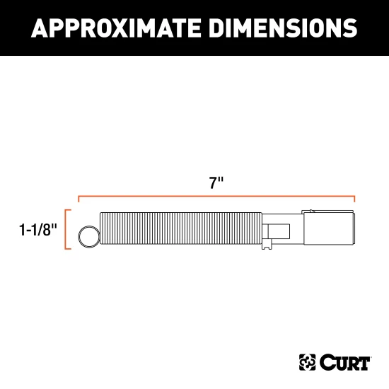 CURT 6-way round trailer connector with durable metal construction and spring attachment.