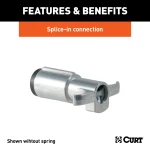 CURT 6-way round trailer connector with durable metal construction and spring attachment.