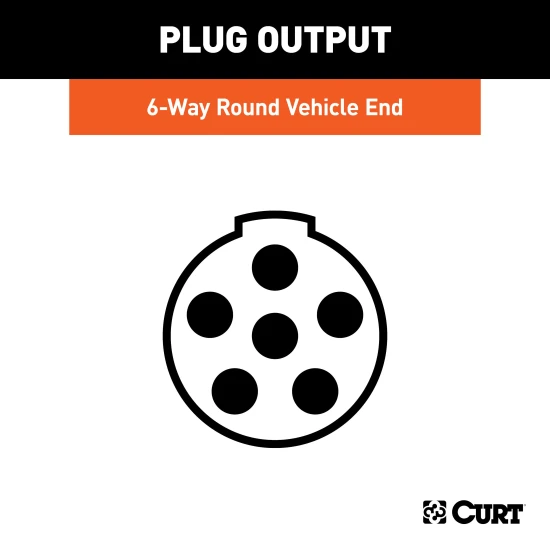CURT 6-way round vehicle-side electrical connector with durable construction and spring-loaded steel cover
