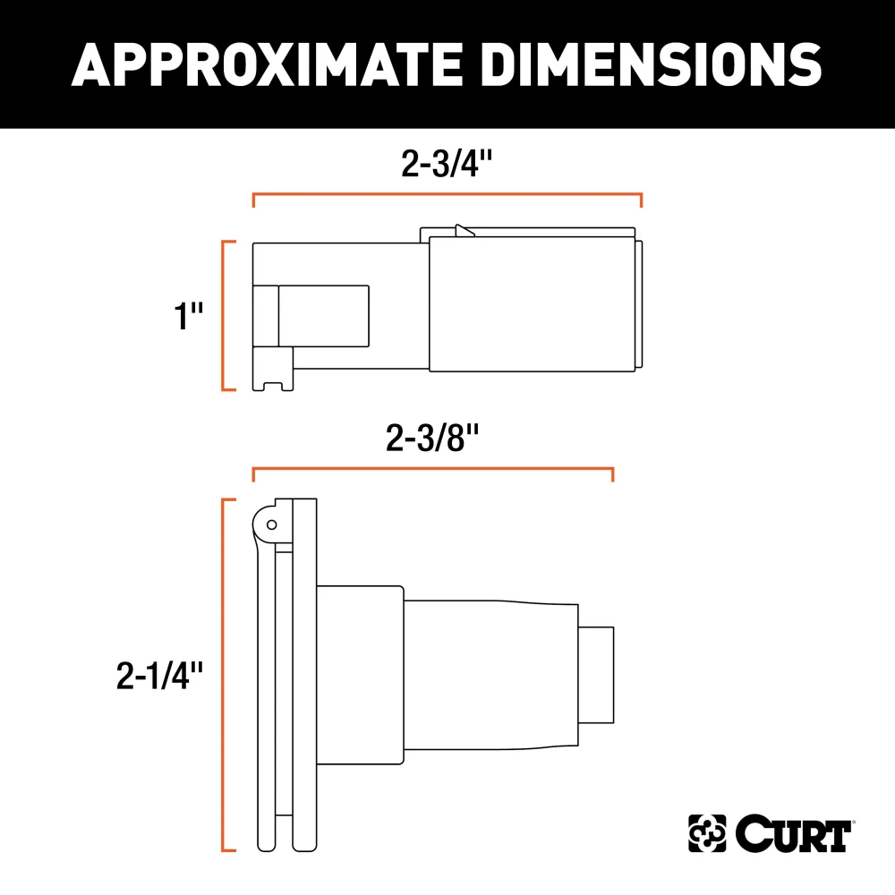 CURT 6-way round electrical connector with durable metal design and steel cover