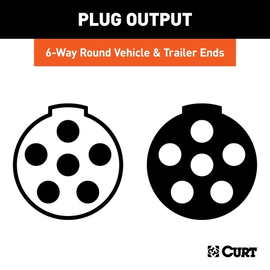 CURT 6-way round electrical connector with durable metal design and steel cover