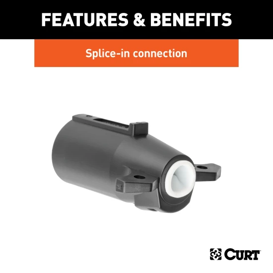 CURT 7-way RV blade trailer connector, male-end plug for reliable trailer-side connection