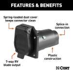 CURT 7-way round RV blade trailer connector with dust cover