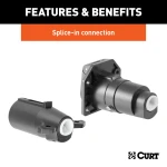 CURT 7-way RV blade connector for trailer with spring-loaded dust cover.