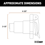 CURT 7-way RV blade connector with a spring-loaded dust cover for reliable trailer connections.