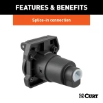 CURT 7-way RV blade connector with a spring-loaded dust cover for reliable trailer connections.