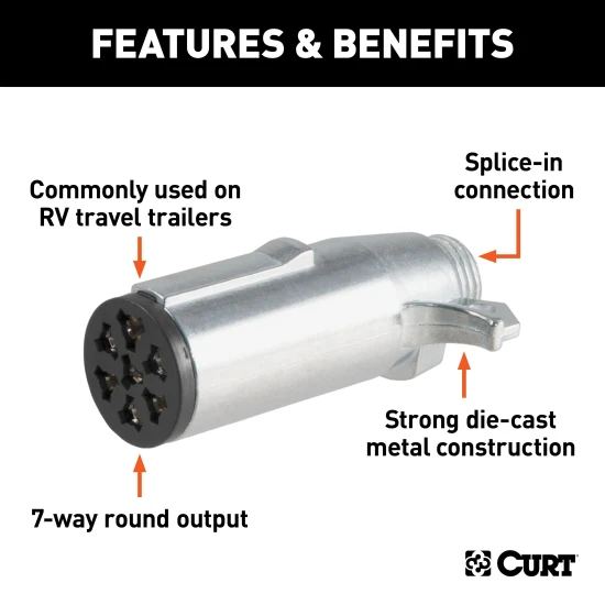 CURT 7-way round trailer connector plug for RV trailers