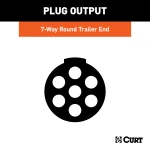 CURT 7-way round electrical connector for trailers, featuring durable die-cast metal and spring protection.