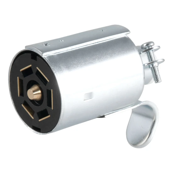 CURT 7-way round RV blade connector for trailers, male-end plug, designed for trailer side
