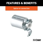 CURT 7-way round RV blade connector for trailers, male-end plug, designed for trailer side