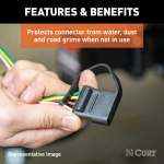 CURT electrical connector dust cover for 5-way flat socket, durable plastic design to resist elements and prevent corrosion