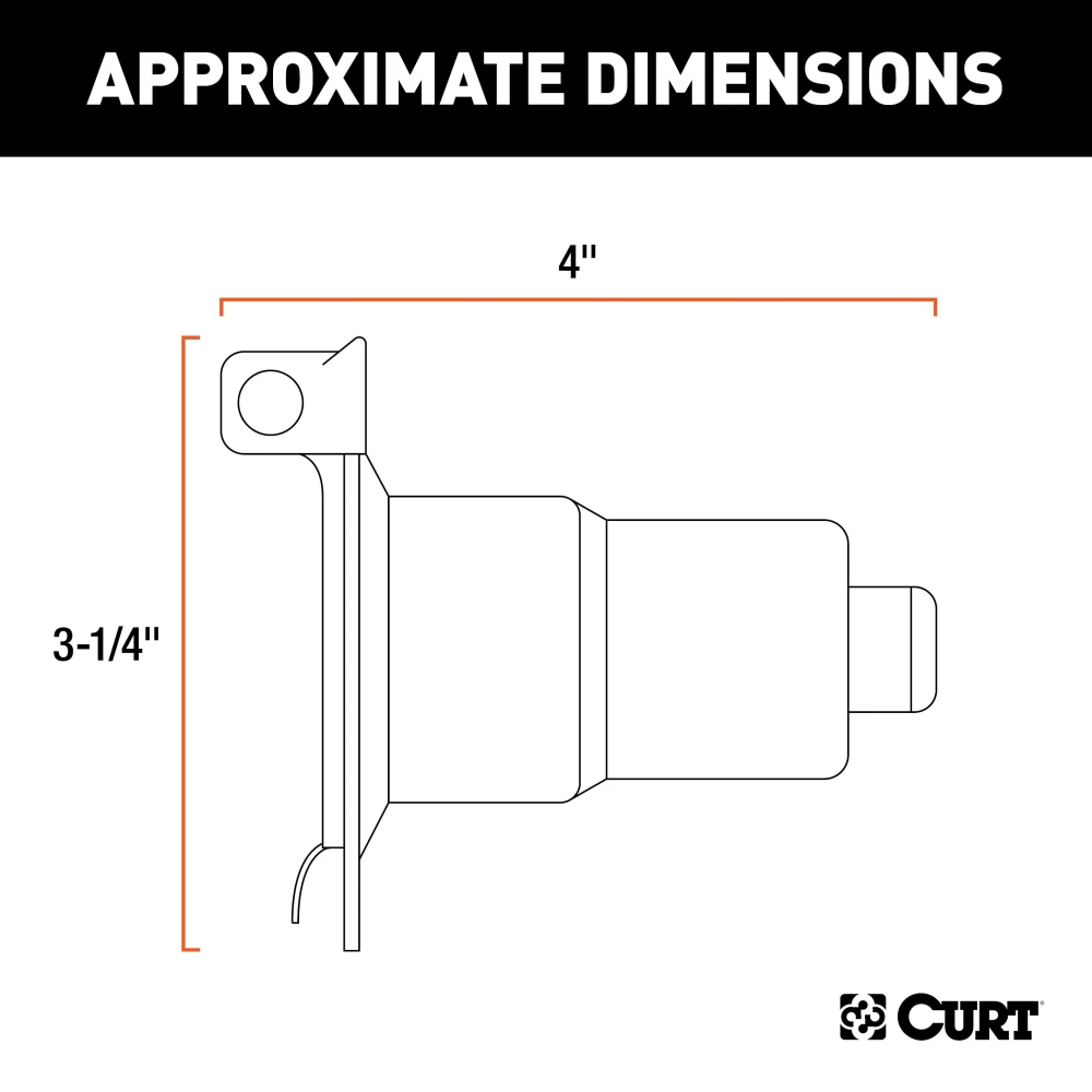 CURT 7-way RV blade electrical connector with durable die-cast metal and dust cover