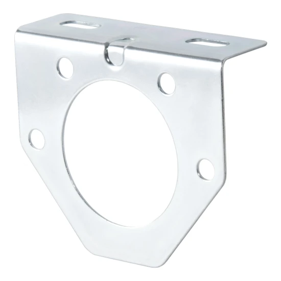 CURT electrical connector bracket for mounting 7-way round sockets on trailer hitches.