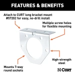CURT electrical connector bracket for mounting 7-way round sockets on trailer hitches.