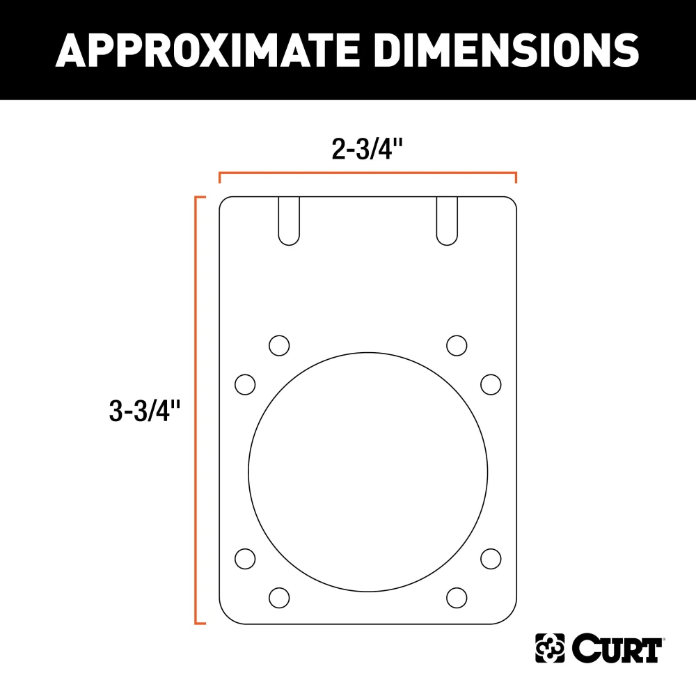 CURT electrical connector bracket for securing 7-way RV sockets on trailer hitch