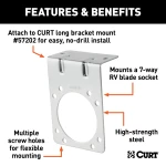 CURT electrical connector bracket for securing 7-way RV sockets on trailer hitch