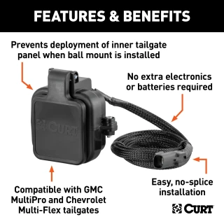 Hitch cap sensor for Chevrolet GMC tailgate protection installed on a truck