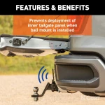 Hitch cap sensor for Chevrolet GMC tailgate protection installed on a truck
