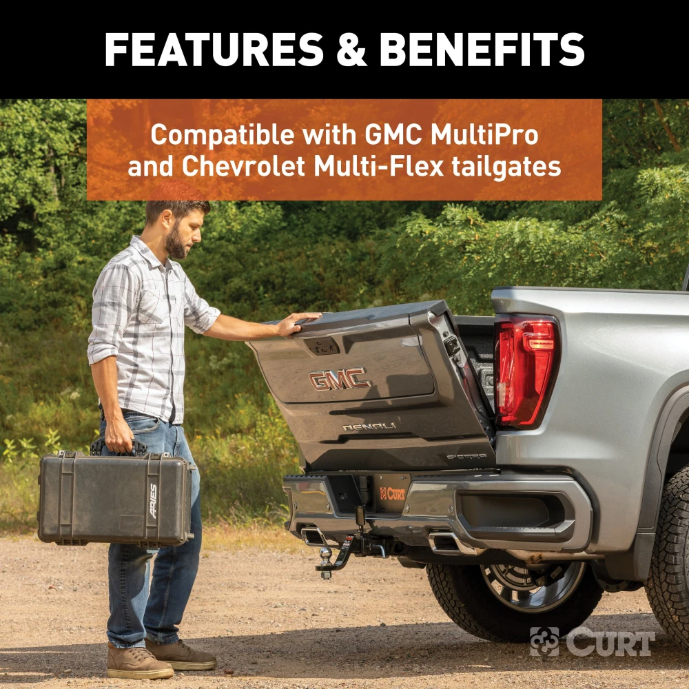Hitch cap sensor for Chevrolet GMC tailgate protection installed on a truck