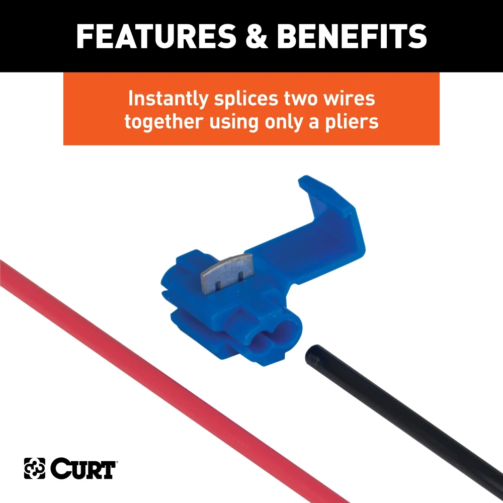 CURT snap locks in packaging for easy trailer wiring splice
