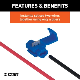 CURT snap locks in packaging for easy trailer wiring splice