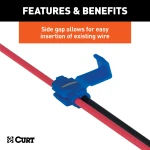 CURT snap locks in packaging for easy trailer wiring splice