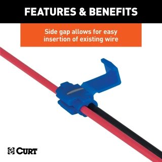 CURT snap locks in packaging for easy trailer wiring splice